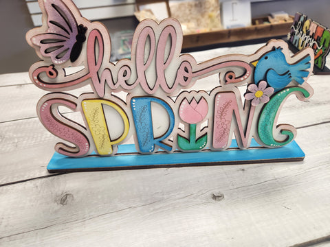 Hello Spring Table Top Sign